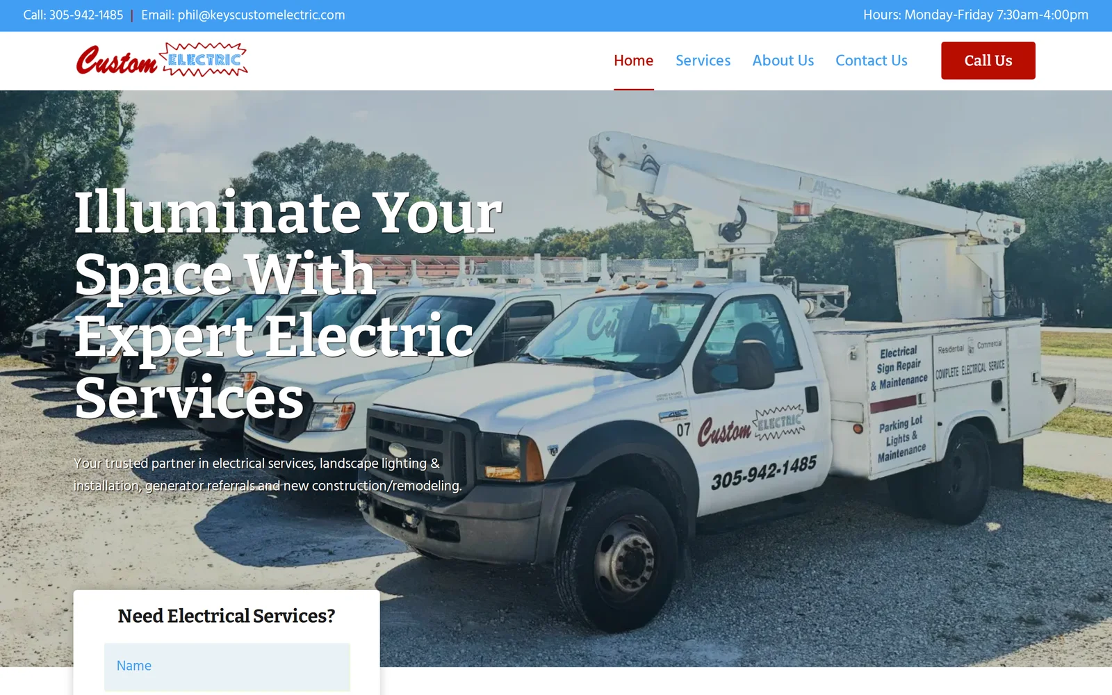 Custom Electric website