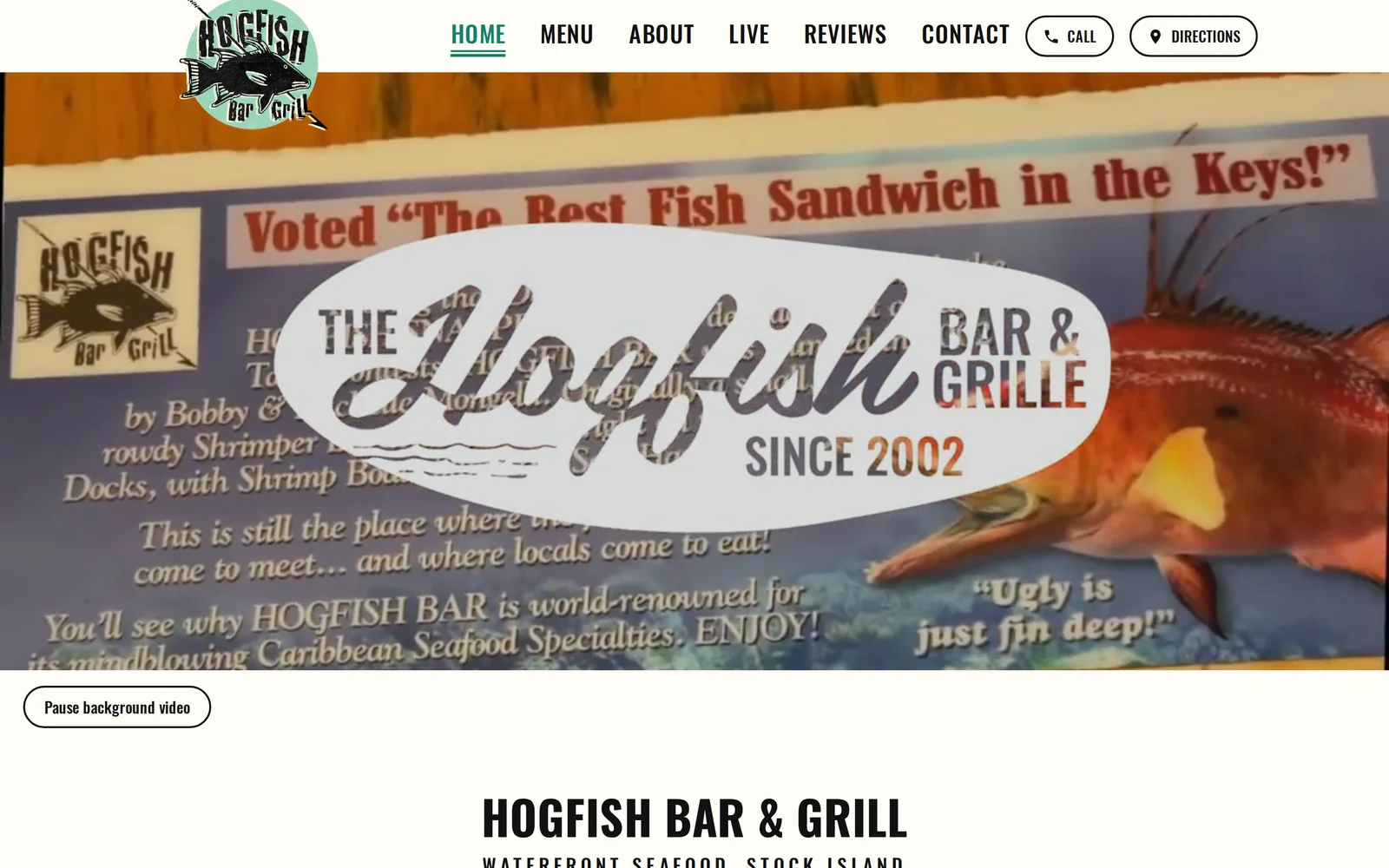 Hogfish Bar & Grill website