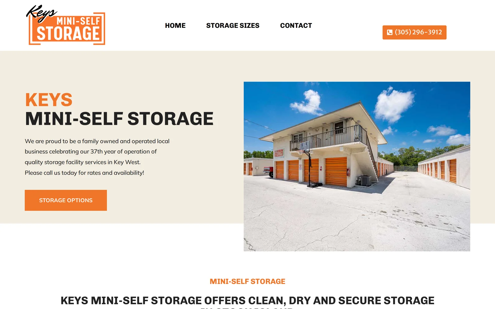 Keys Mini Self Storage website
