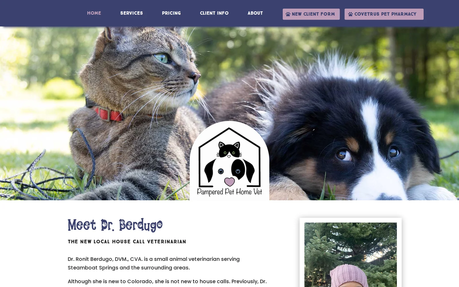 Pampered Pet Home Vet, Mobile veterinary practice website